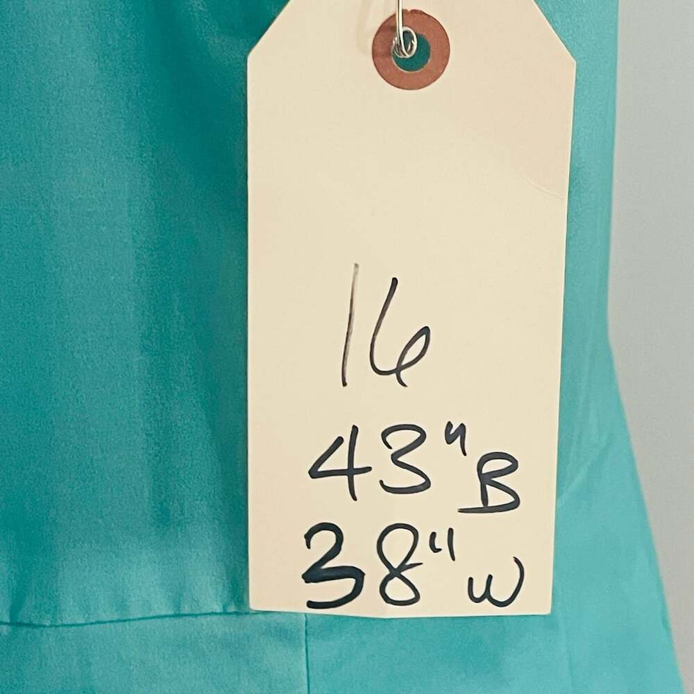 Lafayette 148 New York Floral Midi Dress Size 16 Teal Red Yellow Sleeveless Fit - Picture 6 of 8